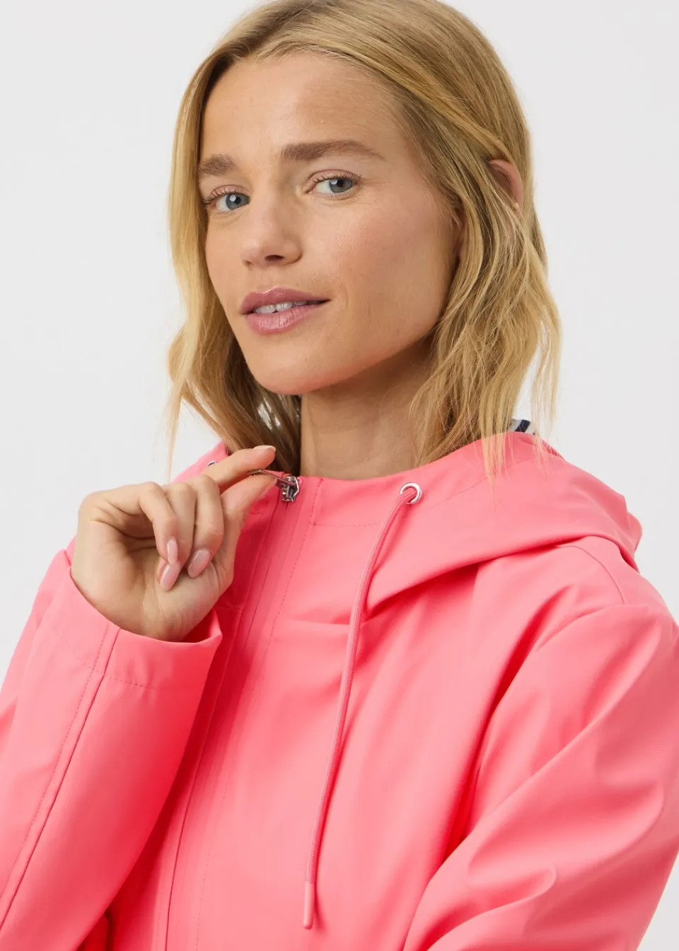 Coats & Jackets>Papaya Short Rubberised Parka Jacket Pink