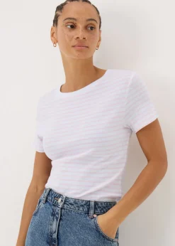T-Shirts>Papaya Pink Stripe Fitted T-Shirt