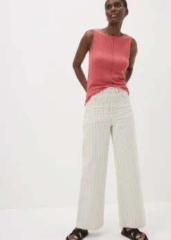Tops>Papaya Pink Textured Seam Vest Top