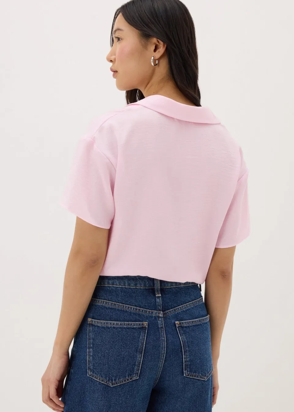 Tops>Papaya Pink Tie Front Shirt