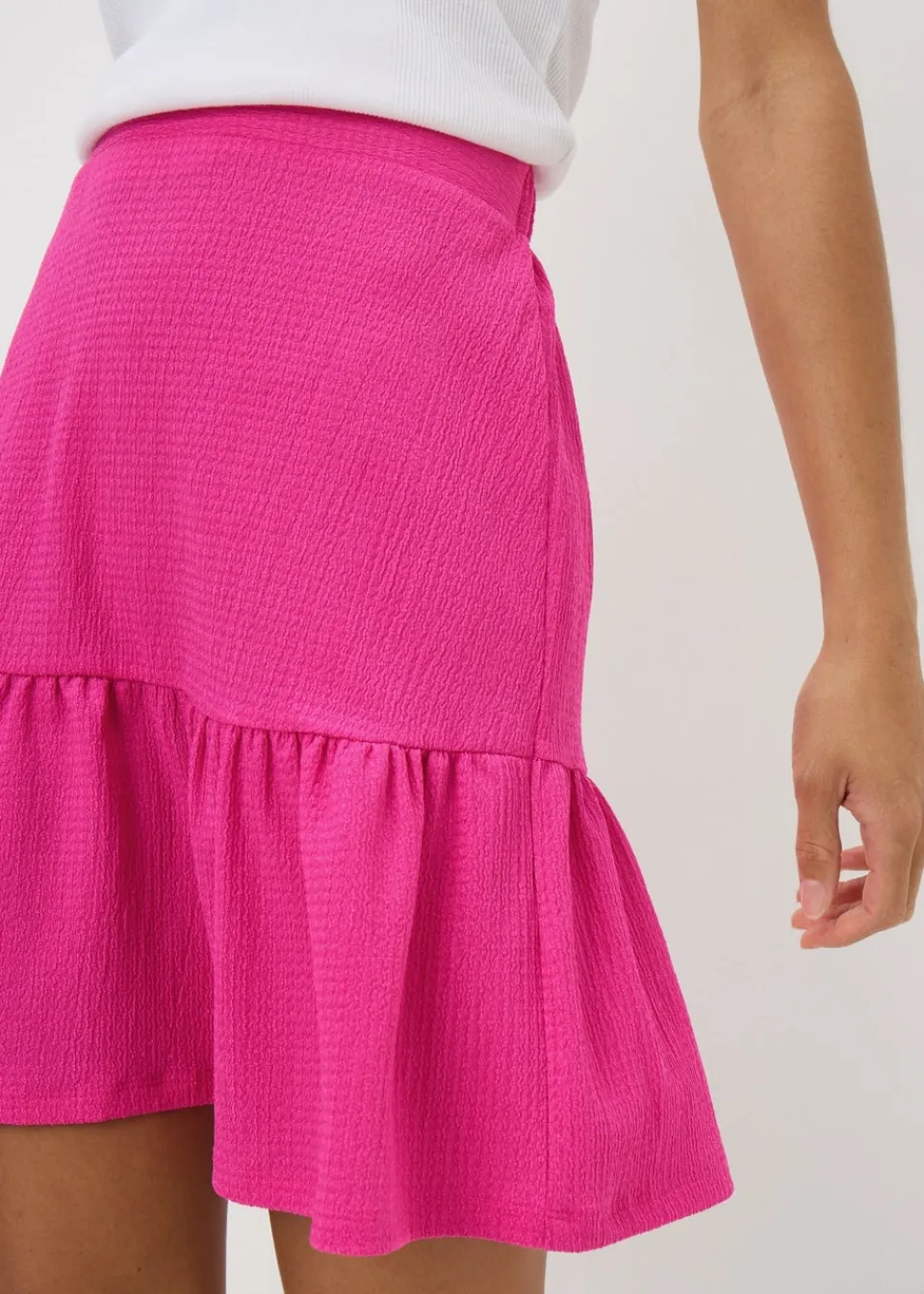 Skirts>Papaya Pink Tiered Mini Skirt