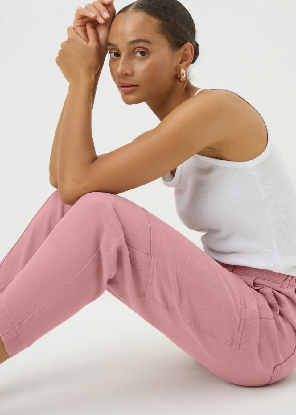 Trousers>Papaya Pink Utility Trousers