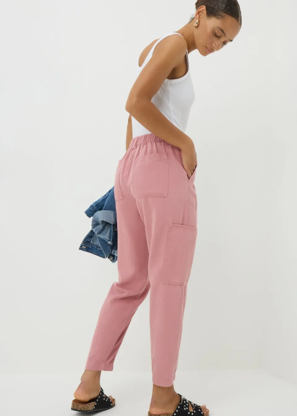 Trousers>Papaya Pink Utility Trousers