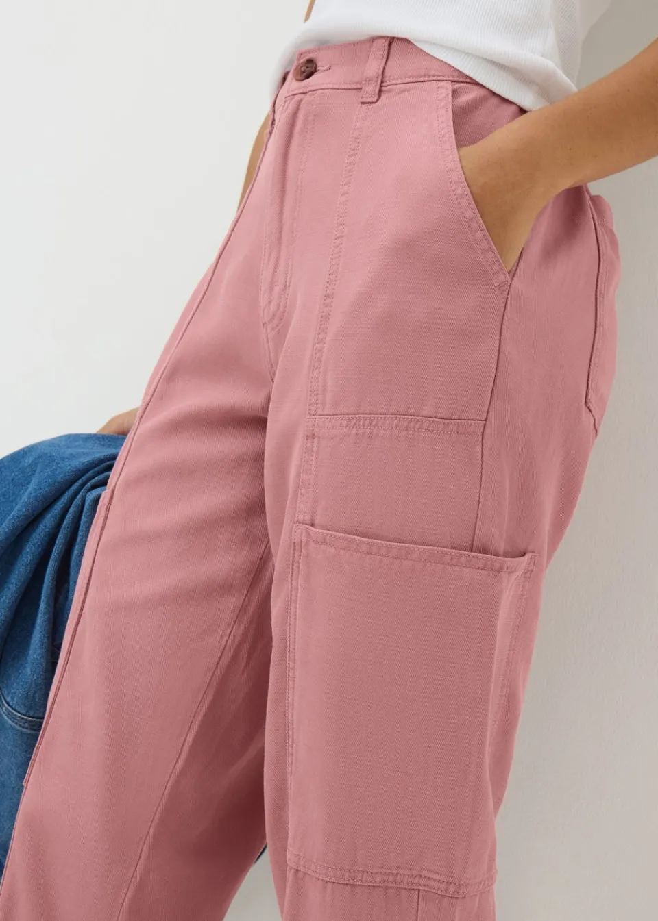 Trousers>Papaya Pink Utility Trousers