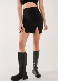 Skirts>Pink Vanilla Black Bandage Double Split Mini Skirt