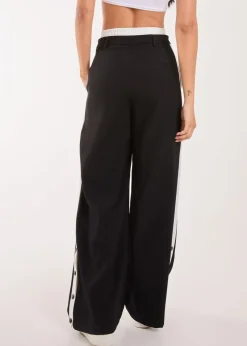 Trousers>Pink Vanilla Black Boxer Style Popper Trousers