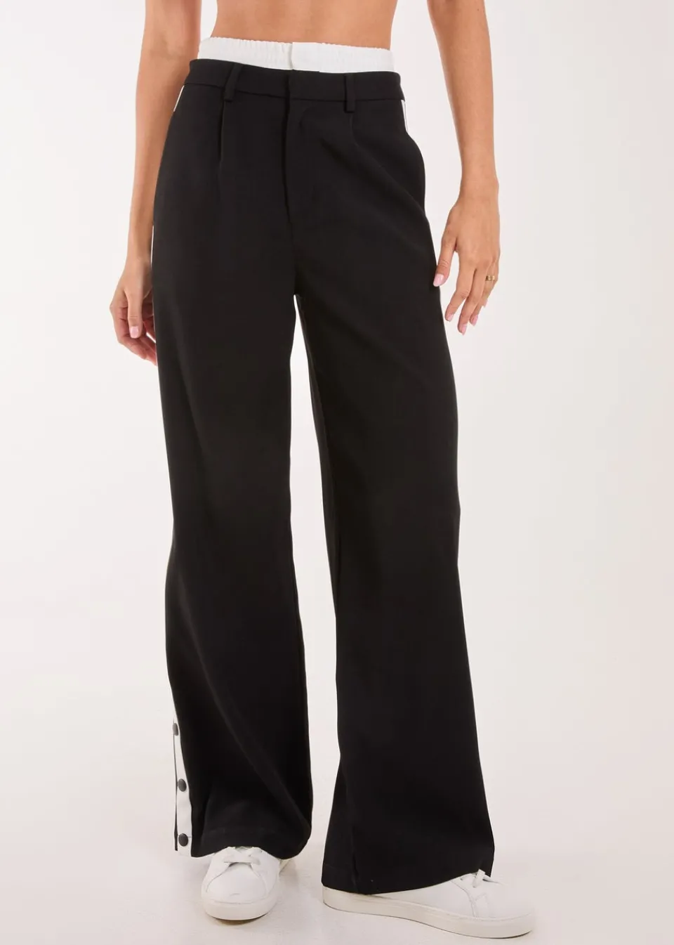 Trousers>Pink Vanilla Black Boxer Style Popper Trousers