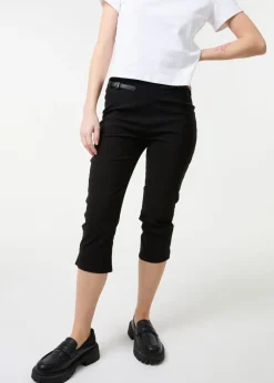 Trousers>Pink Vanilla Black Capri Pants With Belts
