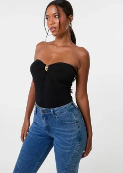 Tops>Pink Vanilla Black Detail Bodysuit