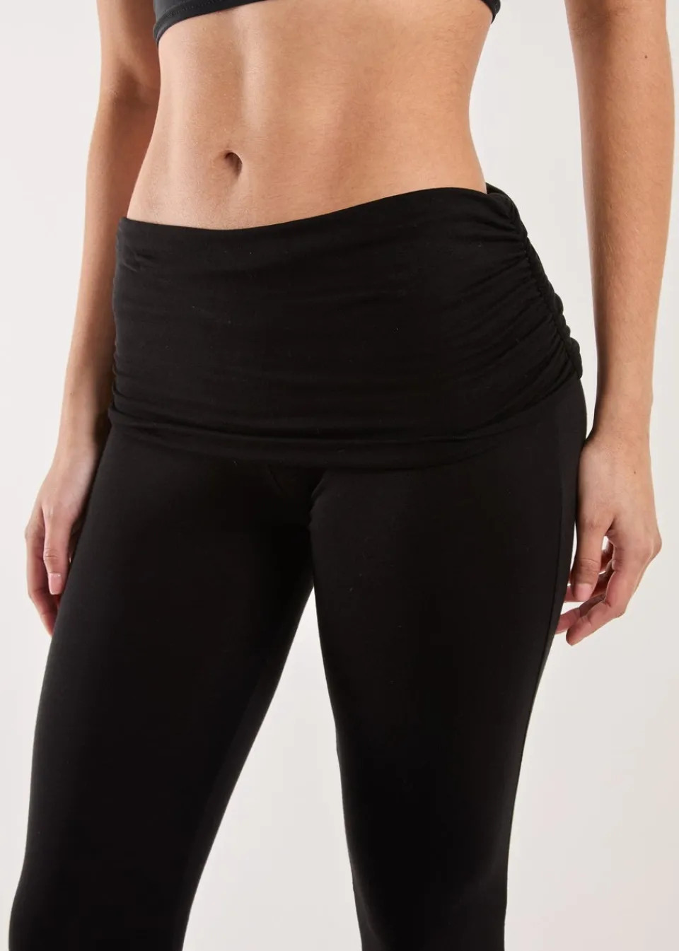 Trousers>Pink Vanilla Fold Over Waist Lounge Flares Black