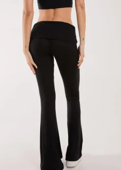 Trousers>Pink Vanilla Black Fold Over Waist Lounge Flares