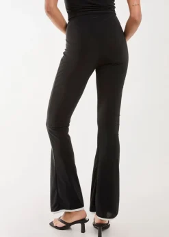 Trousers>Pink Vanilla Black High Waisted Bow Detail Piping Flares