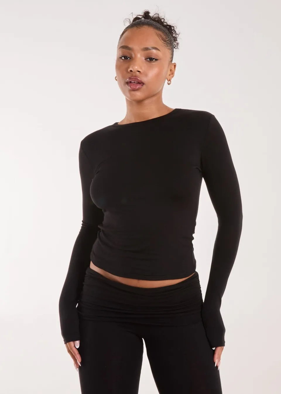 Loungewear>Pink Vanilla Black Long Sleeve Top