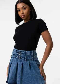 T-Shirts>Pink Vanilla Black Short Sleeve T-Shirt