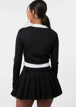 Knitwear>Pink Vanilla Black Slinky Two Tone Cardigan