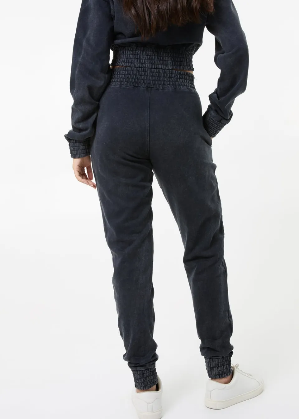 Trousers>Pink Vanilla Black Wash Cuffed Joggers
