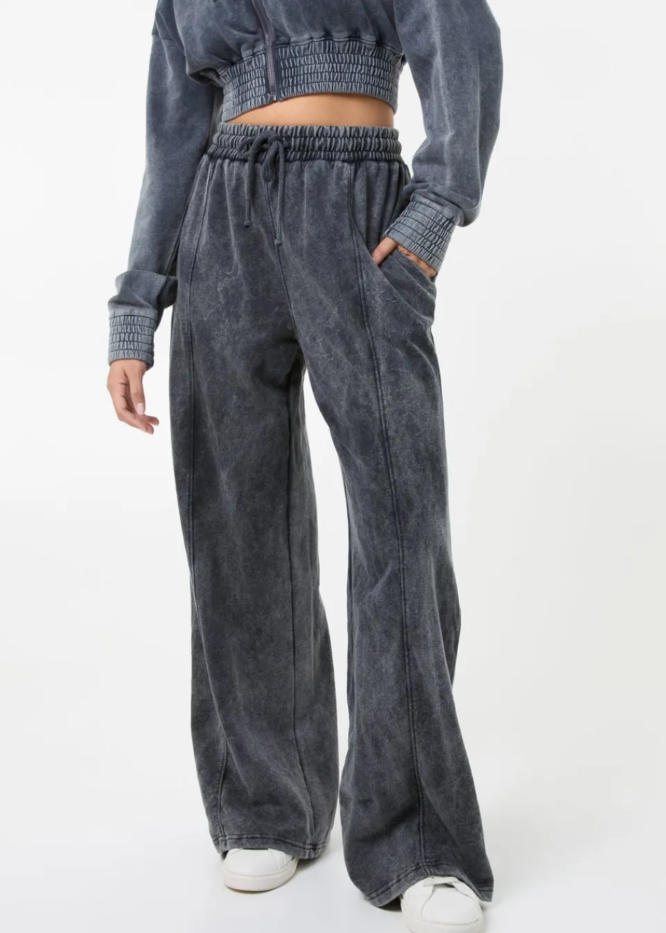 Trousers>Pink Vanilla Black Wash Wide Leg Trousers