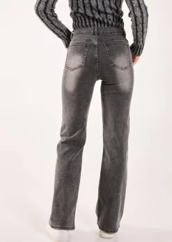 Jeans & Jeggings>Pink Vanilla Black Washed Relaxed Fit High Waist Jeans