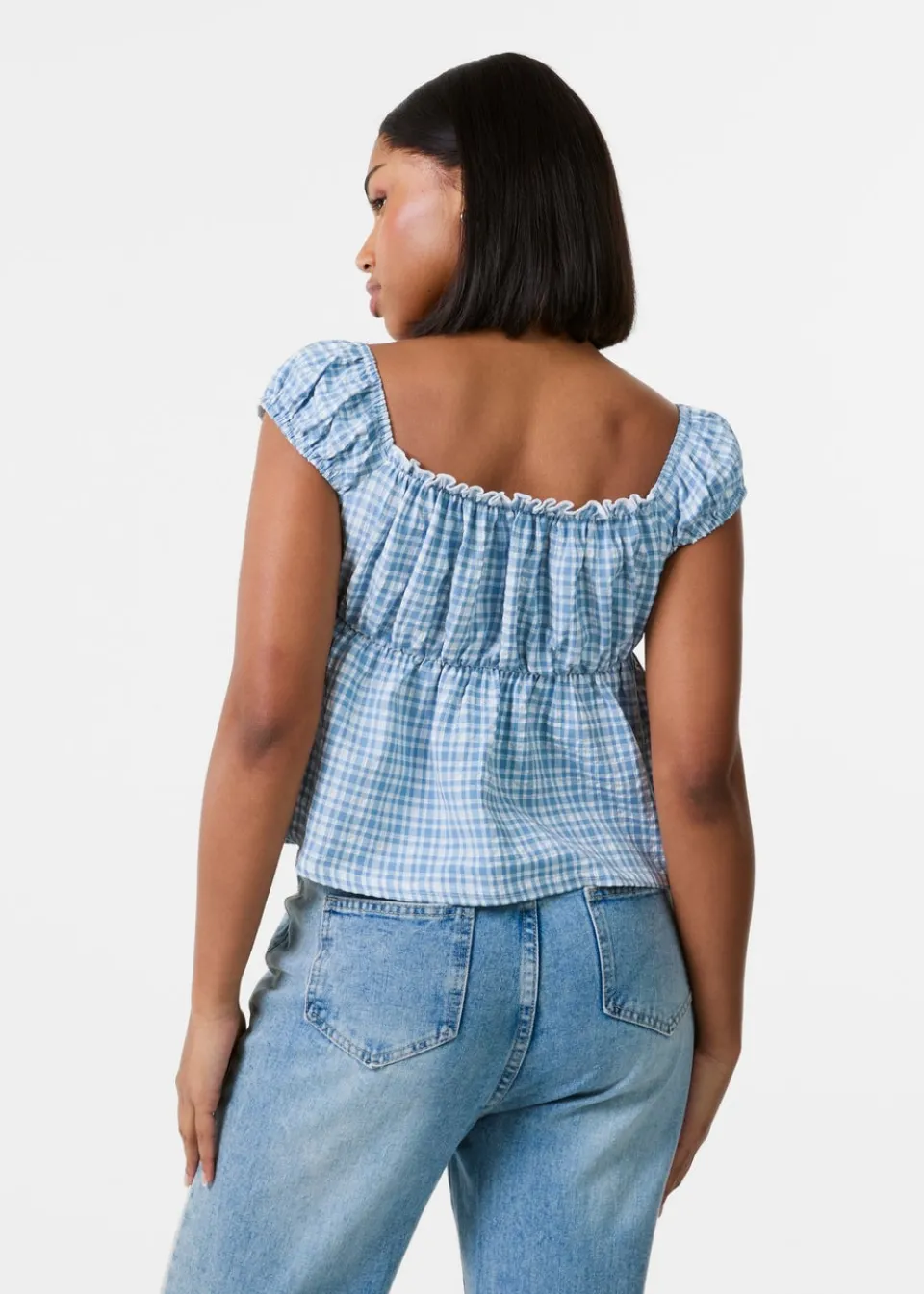 Tops>Pink Vanilla Blue Milkmaid Crop Top