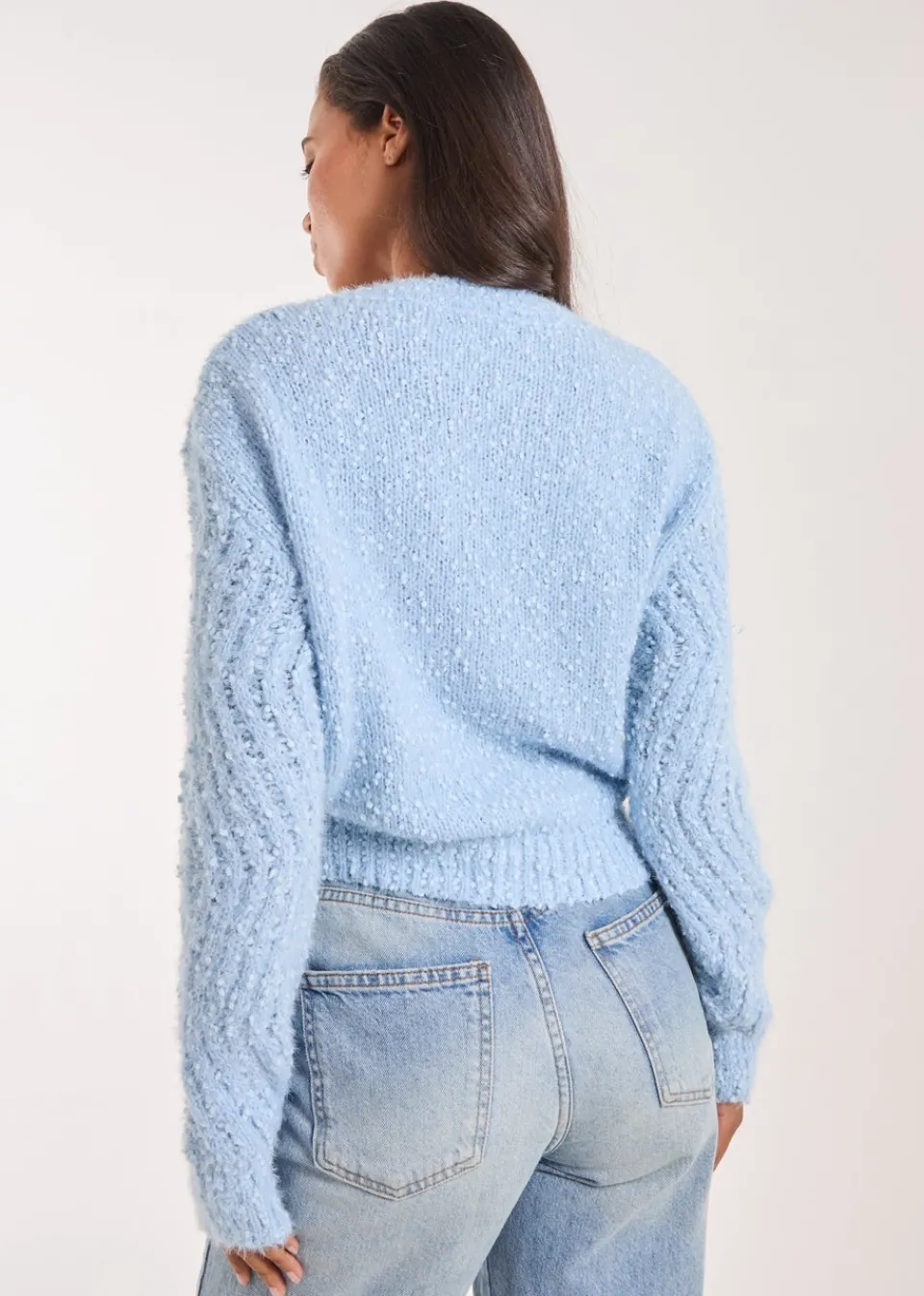 Tops>Pink Vanilla Blue Zig Zag Detail Cropped Knit Jumper