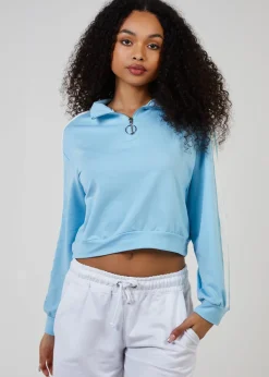 Tops>Pink Vanilla Zip Up Sweatshirt Blue