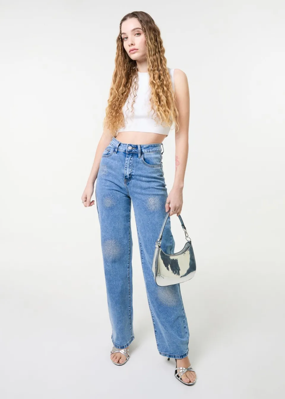 Jeans & Jeggings>Pink Vanilla Denim High Waist Glitter Jeans