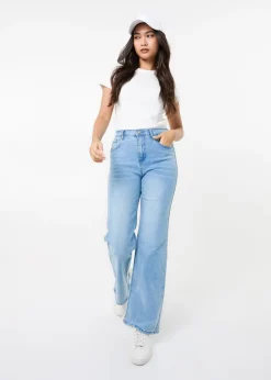 Jeans & Jeggings>Pink Vanilla Denim Washed Relaxed Fit High Waist Jeans