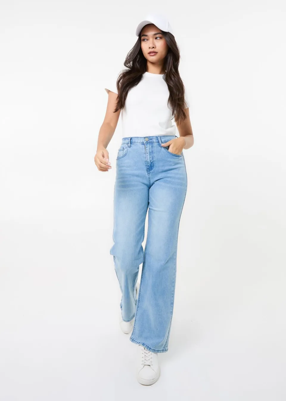 Jeans & Jeggings>Pink Vanilla Denim Washed Relaxed Fit High Waist Jeans