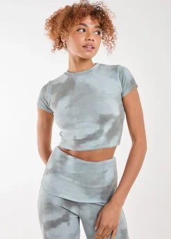 T-Shirts>Pink Vanilla Green Tie Dye Rib Tee