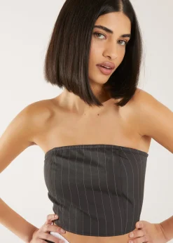 Tops>Pink Vanilla Grey Bandeau Crop Top