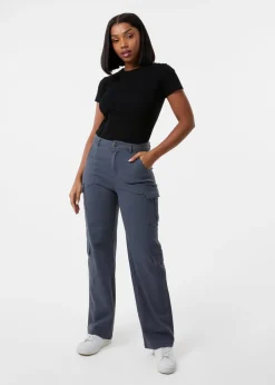 Trousers>Pink Vanilla Grey Cargo Trousers