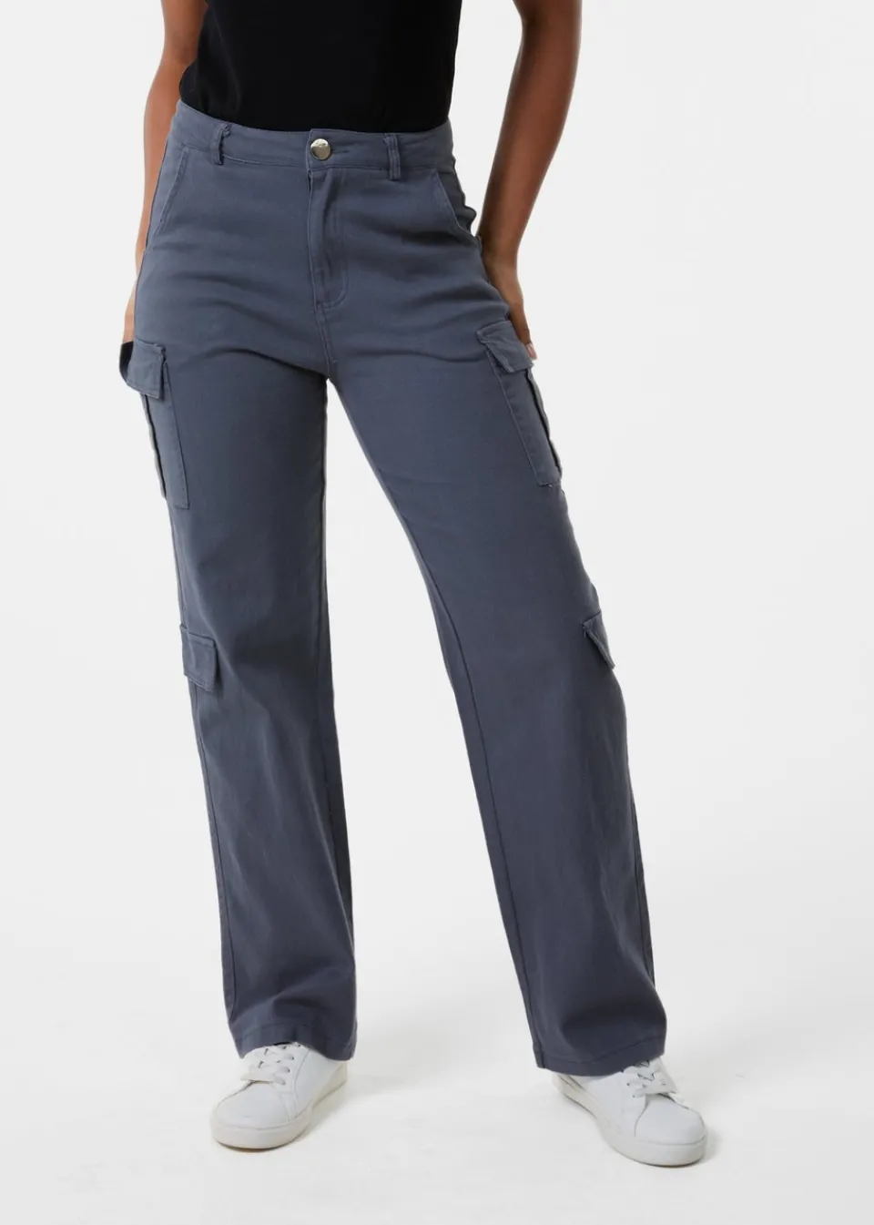 Trousers>Pink Vanilla Grey Cargo Trousers