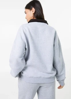 Tops>Pink Vanilla Grey Sports Studio Half Zip Sweat