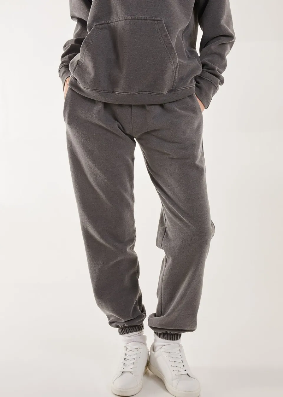 Trousers>Pink Vanilla Washed Tracksuit Bottoms Grey