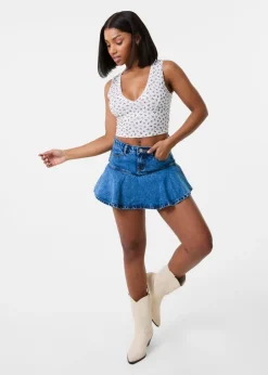 Tops>Pink Vanilla Ivory Cherry Lace Crop Top