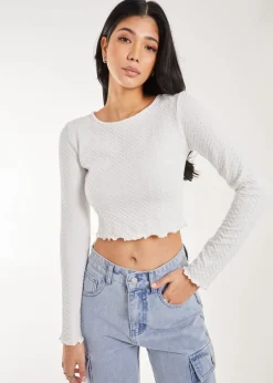 Tops>Pink Vanilla Ivory Zig Zag Jersey Long Sleeve Top