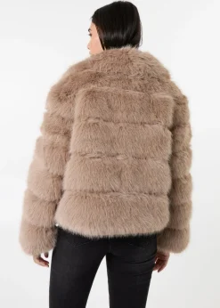 Coats & Jackets>Pink Vanilla Mocha Cropped Fur Pelted Jacket