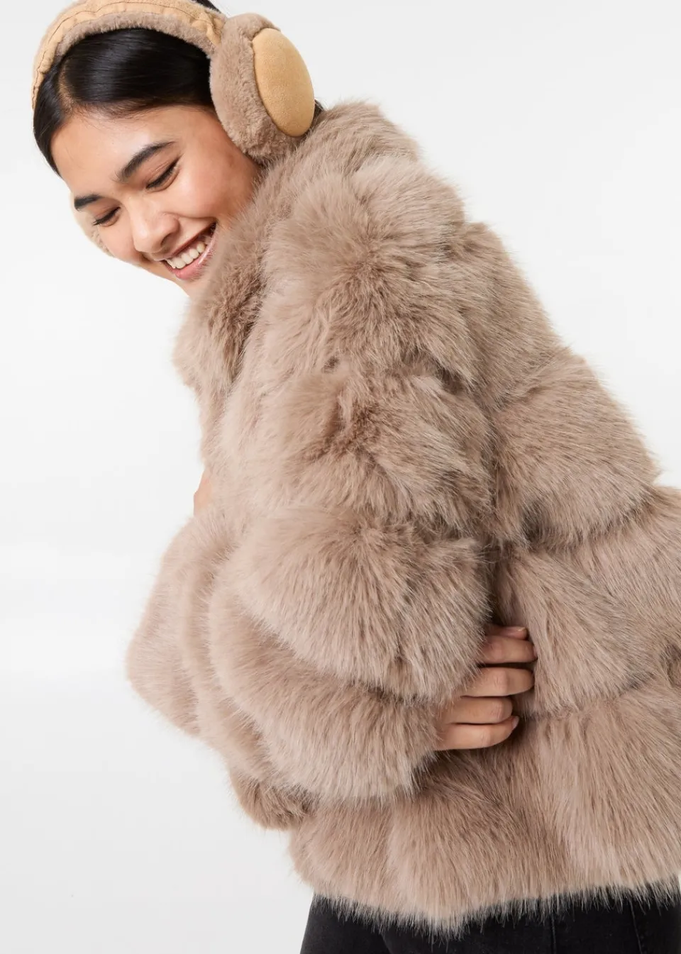 Coats & Jackets>Pink Vanilla Mocha Cropped Fur Pelted Jacket