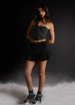 Skirts>Pink Vanilla Multi Ruffle Glitter Mini Skirt