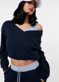 Tops>Pink Vanilla Navy Double Layered Jumper