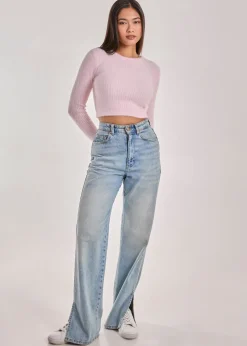 Tops>Pink Vanilla Pink Cropped Knit Rib Top