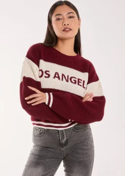 Tops>Pink Vanilla Red Los Angeles Knit Jumper
