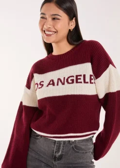 Tops>Pink Vanilla Red Los Angeles Knit Jumper
