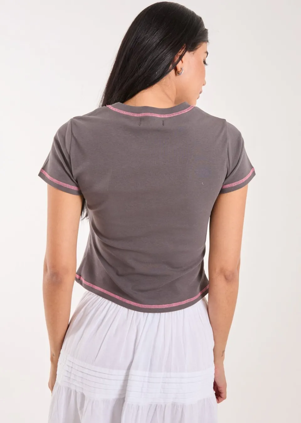 T-Shirts>Pink Vanilla Slate Kitten Print Baby Tee