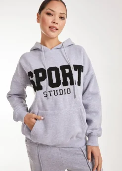 Tops>Pink Vanilla Sport Studio Textured Hoodie Grey