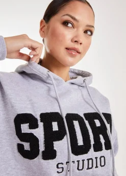 Tops>Pink Vanilla Sport Studio Textured Hoodie Grey