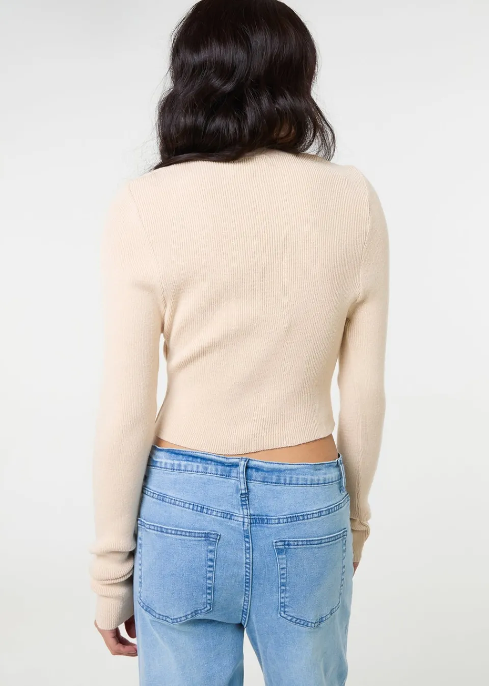 Tops>Pink Vanilla Stone Button Front Cropped Cardigan