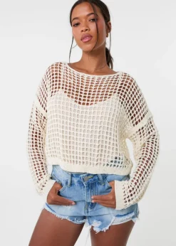 Lingerie>Pink Vanilla Stone Sequin Crochet Jumper