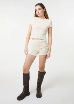 Skirts>Pink Vanilla Stone Textured Stretch Mini Shorts