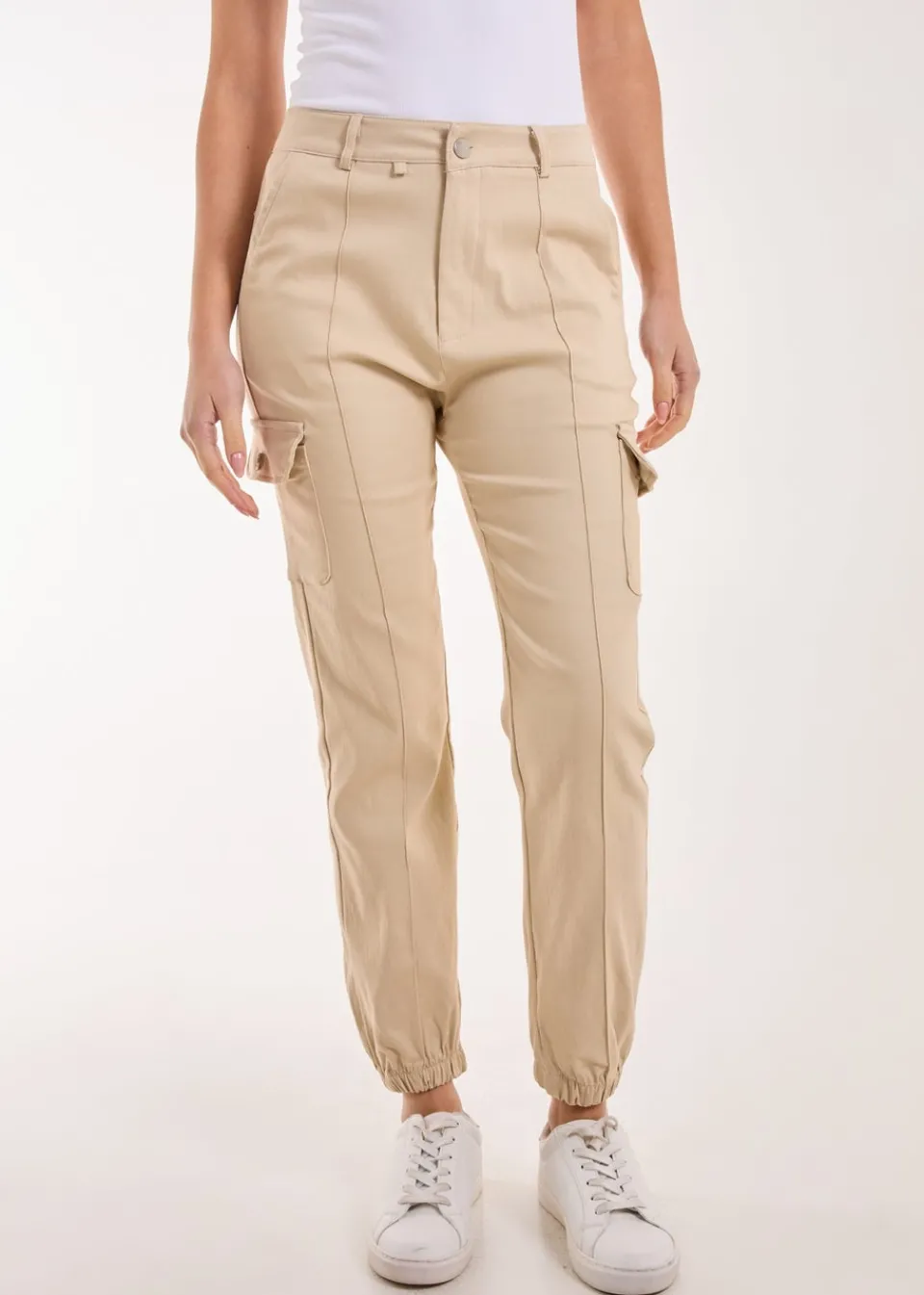 Trousers>Pink Vanilla Stone Utility Stretch Cargo Trousers